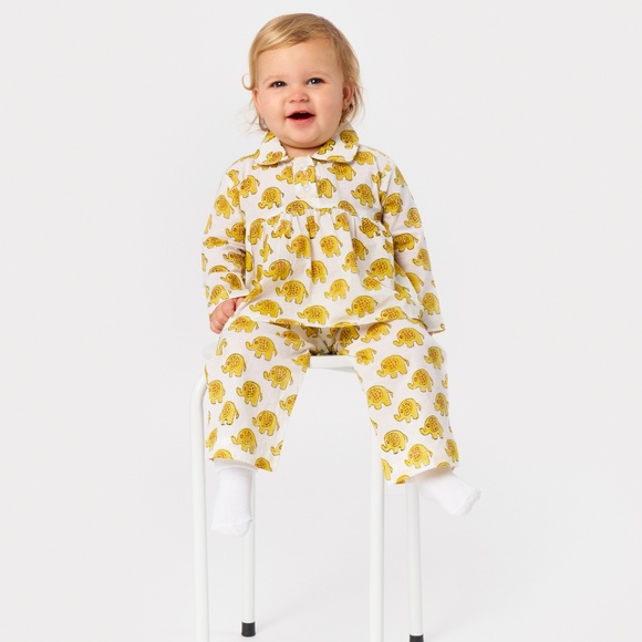 Kids 100% Cotton Pajama Set | Hand Block Print | 18M–6Y | Sensitive Skin Safe - Picture 2 of 3